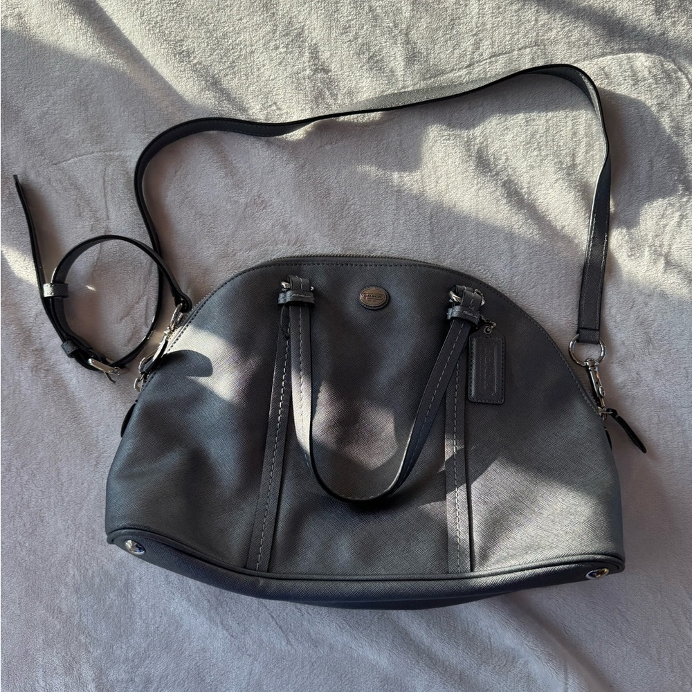 Coach Gray/Silver Handbag with crossbody strap